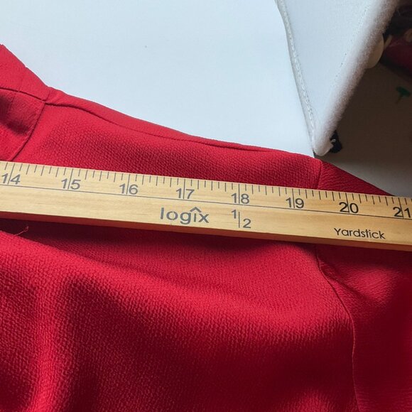 Liz Claiborne 4X Red Long Sleeve Blouse Top Overlay Ruffle Satin Old Money - Picture 8 of 13